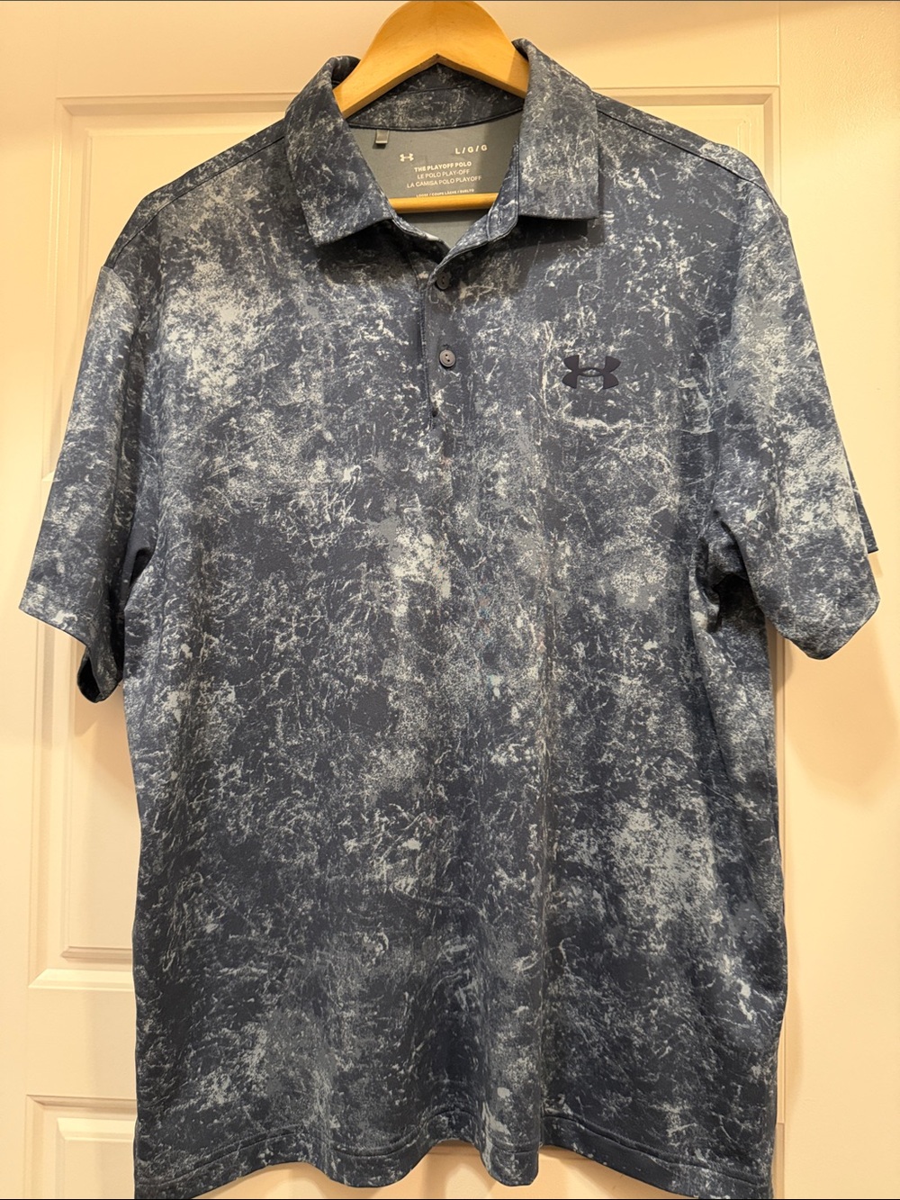 Under Armour Men’s Navy & White Marble-Effect Polo